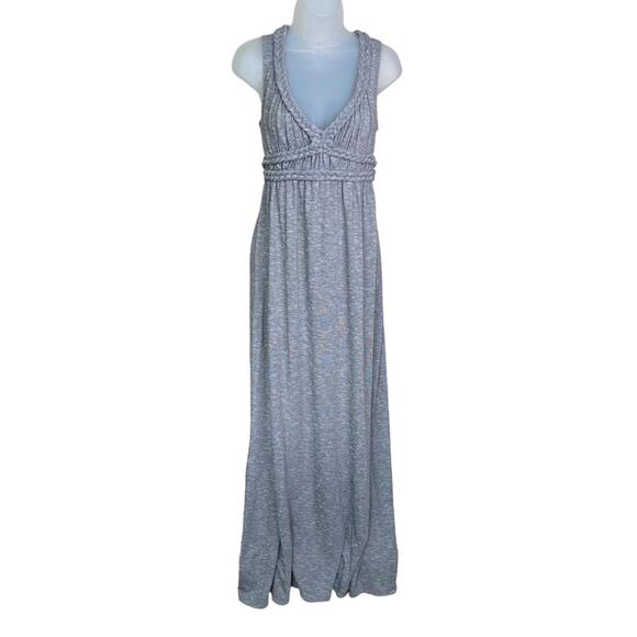 MAX STUDIO Gray Braided V-Neck Sleeveless Maxi Dress Women’s Size Small - Picture 1 of 8
